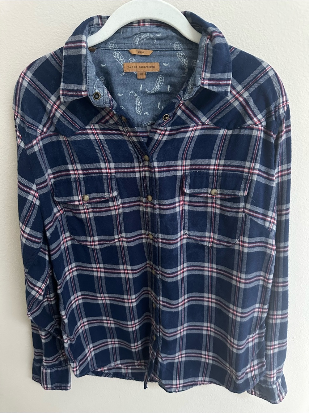 JACHS Girlfriend Bea 100% Cotton Plaid Flannel Shirt — Women’s Medium